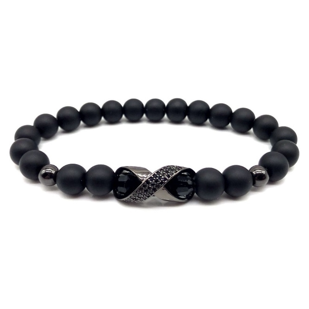 Wish&Co. Natural Healing Stone Bead Stretch Black Bracelet